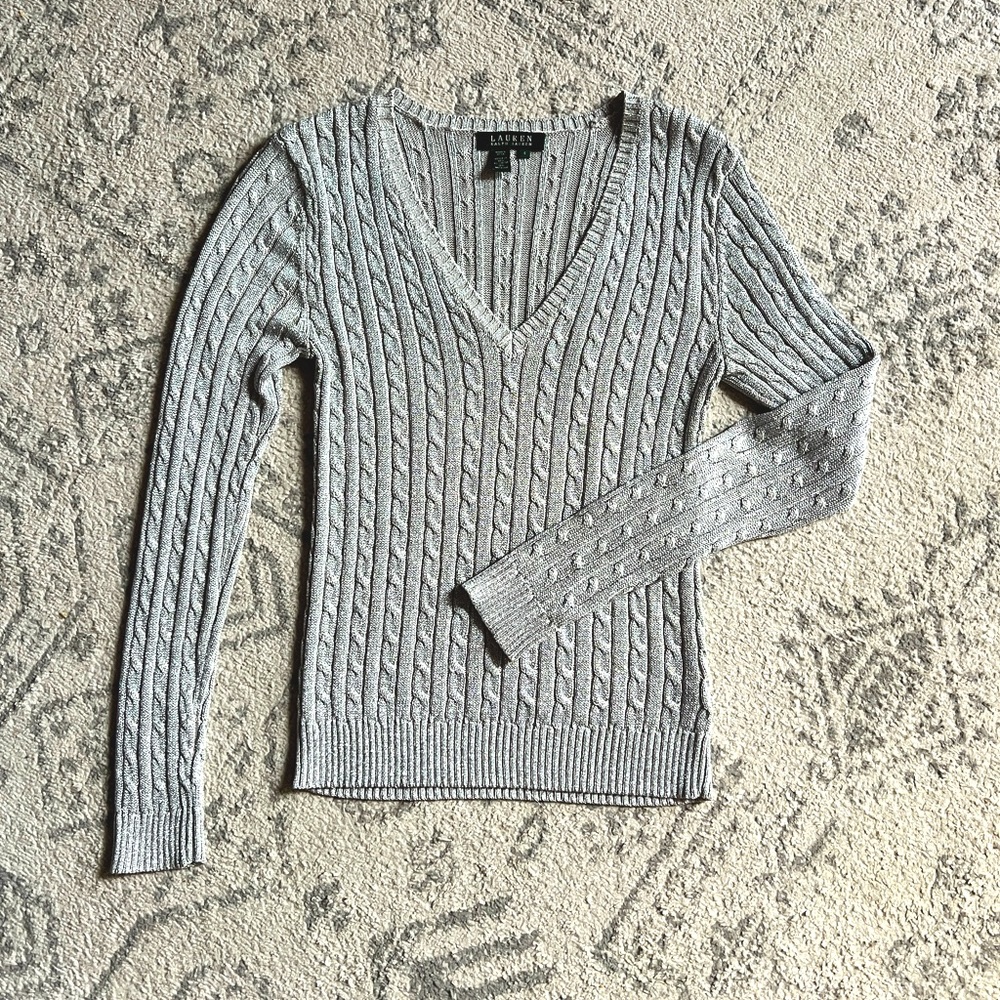 Silver Ralph Lauren cable knit sweater sz 2